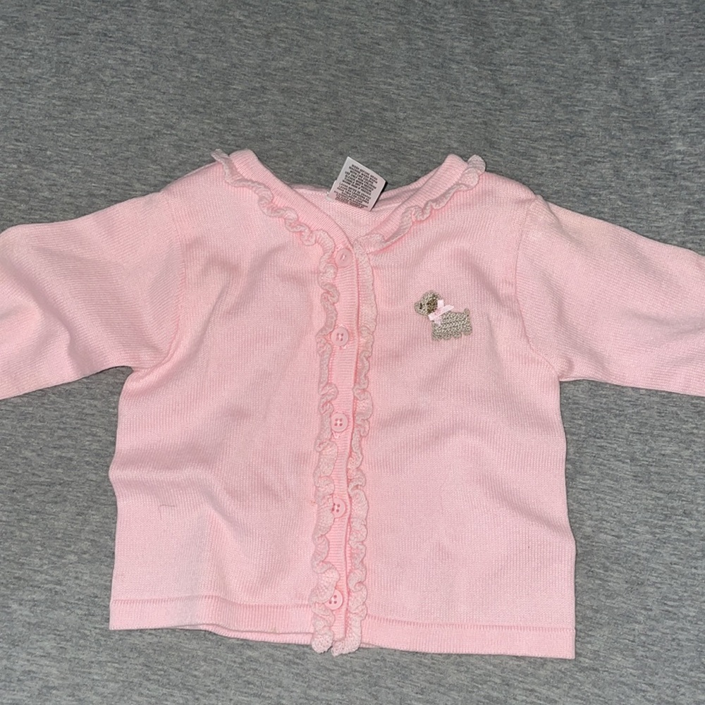 Carters Pink Ruffle Button Down Sweater 3-6 months